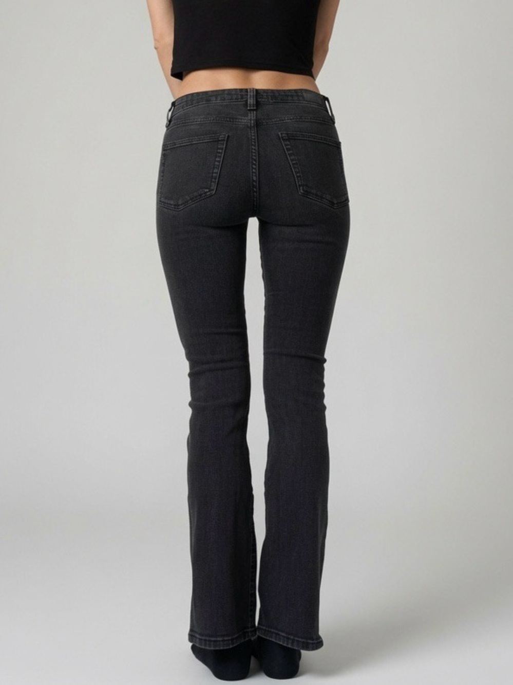 French Connection Black Flare Mid-Rise Jeans